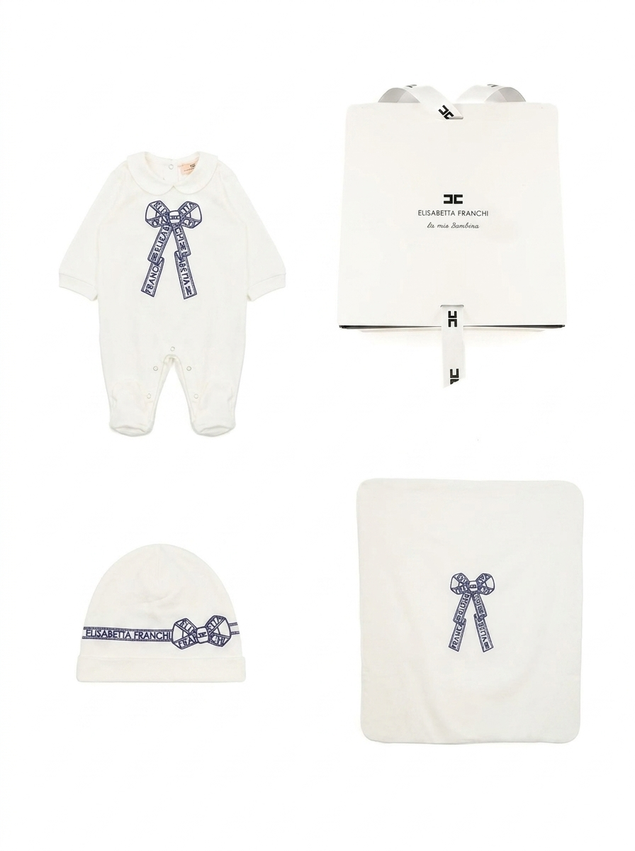 Elisabetta Franchi La Mia Bambina KIT TUTINA+COPERTA+CAPPELLO per Neonate