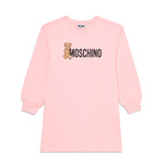 Moschino Kids Abito Rosa con Stampa Logo per Bambine