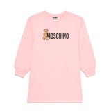 Moschino Kids Abito Rosa con Stampa Logo per Bambine