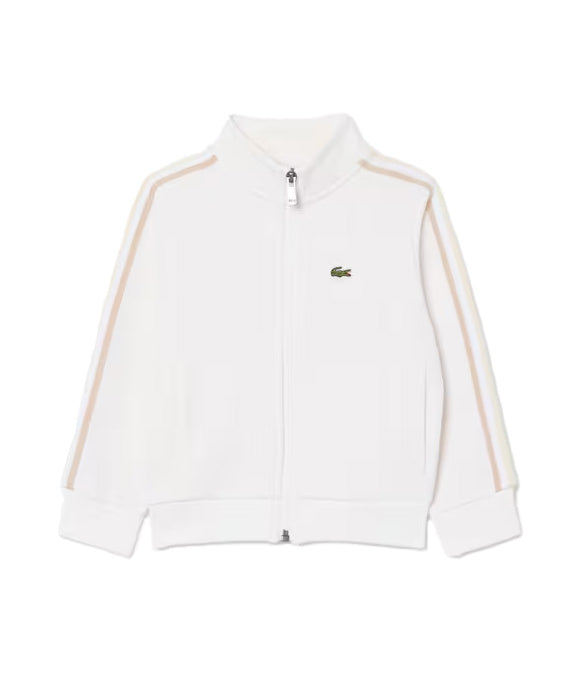 Lacoste Kids Felpa Bianco e Beige con Logo per Bambini