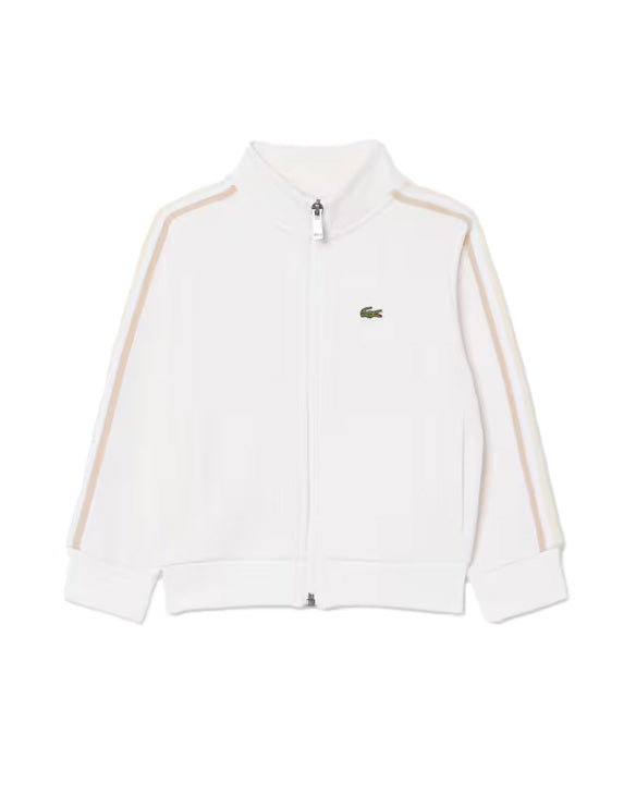 Lacoste Kids Felpa Bianco e Beige con Logo per Bambini