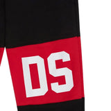GCDS Kids Pantalone Tuta Nero con Banda Rossa Logata