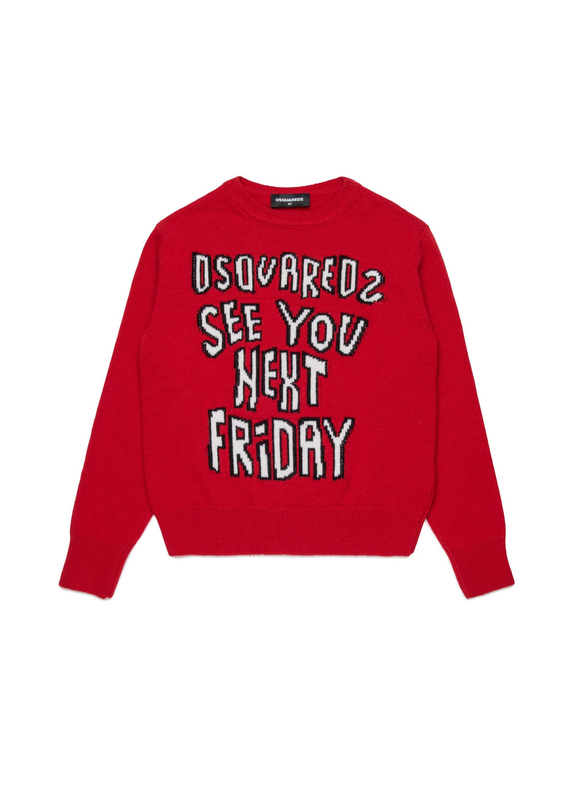 Dsquared2 Maglione Rosso con Intarso Lettering per Bambini