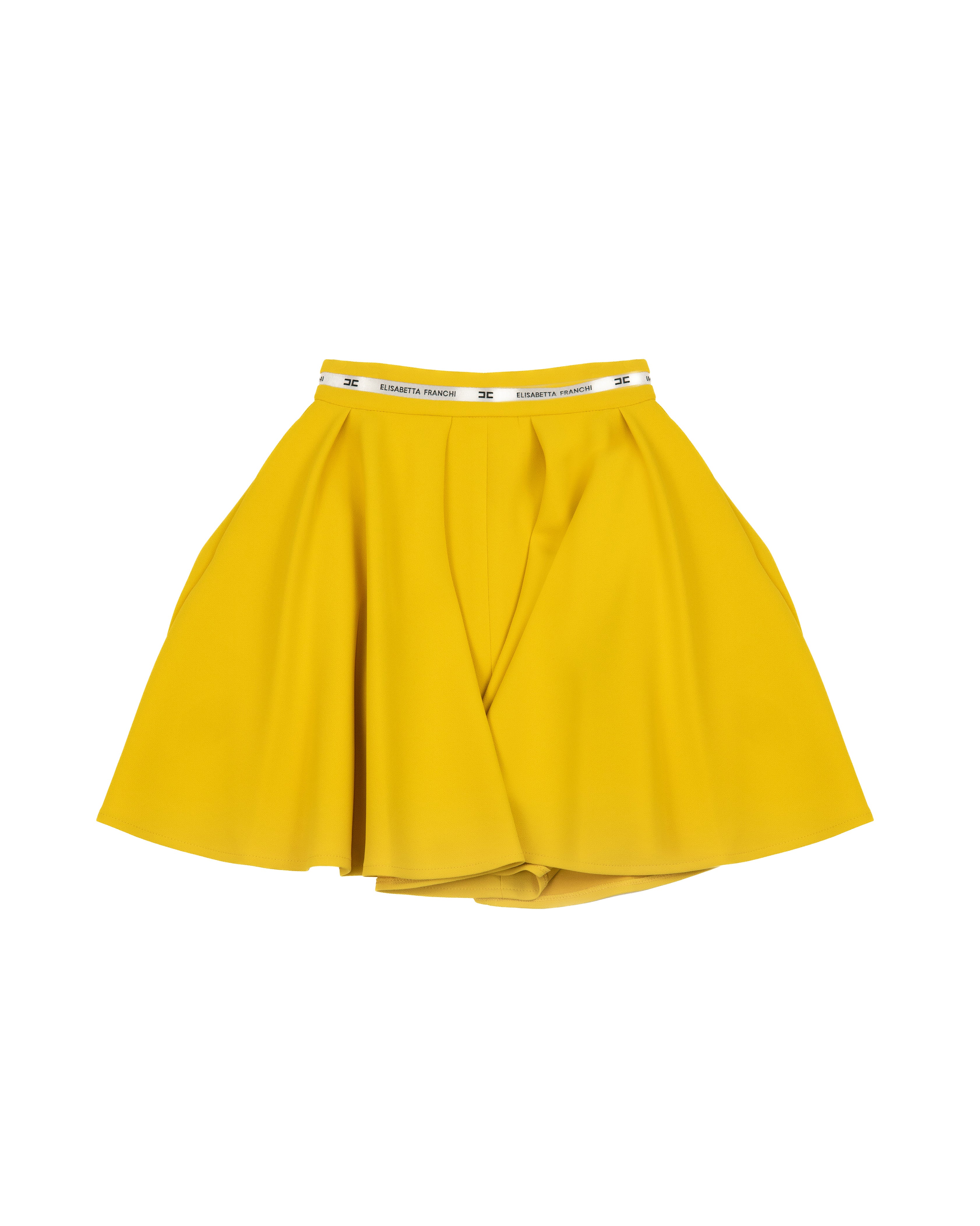 Elisabetta Franchi La Mia Bambina Gonna Gliallo Paglierino con Dettaglio Logo Avorio per Bambine
