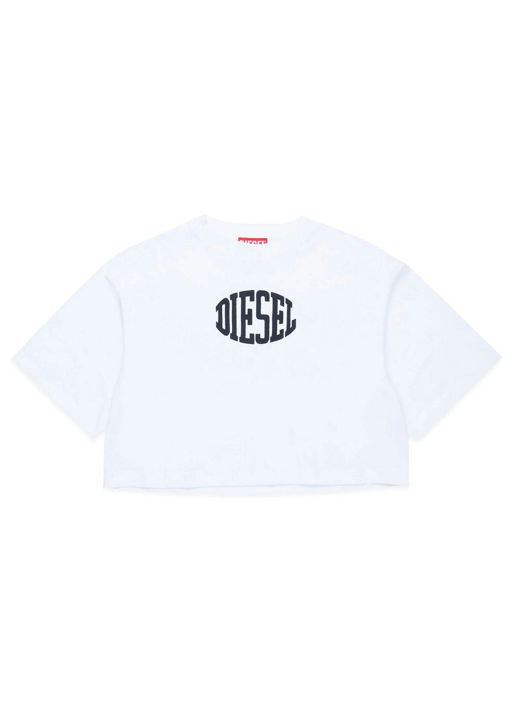 Diesel Kids T-shirt Bianca Cropped con Puffy Print