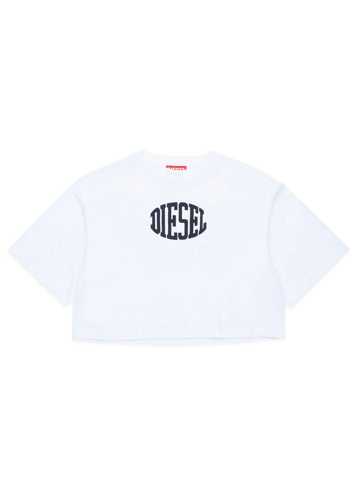 Diesel Kids T-shirt Bianca Cropped con Puffy Print