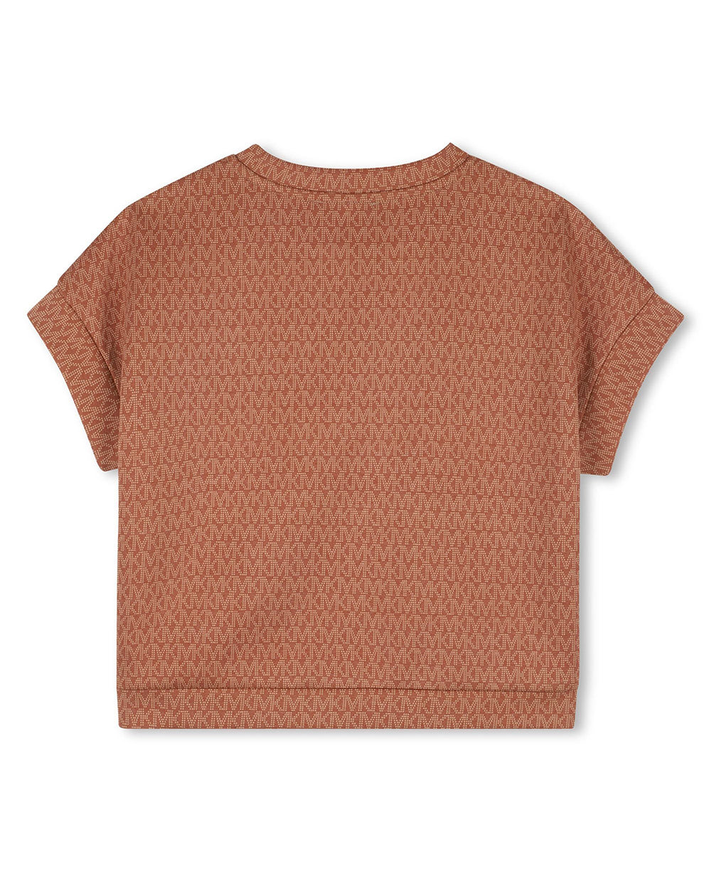 Michael Kors Kids T-Shirt Marrone All-Over per Bambine