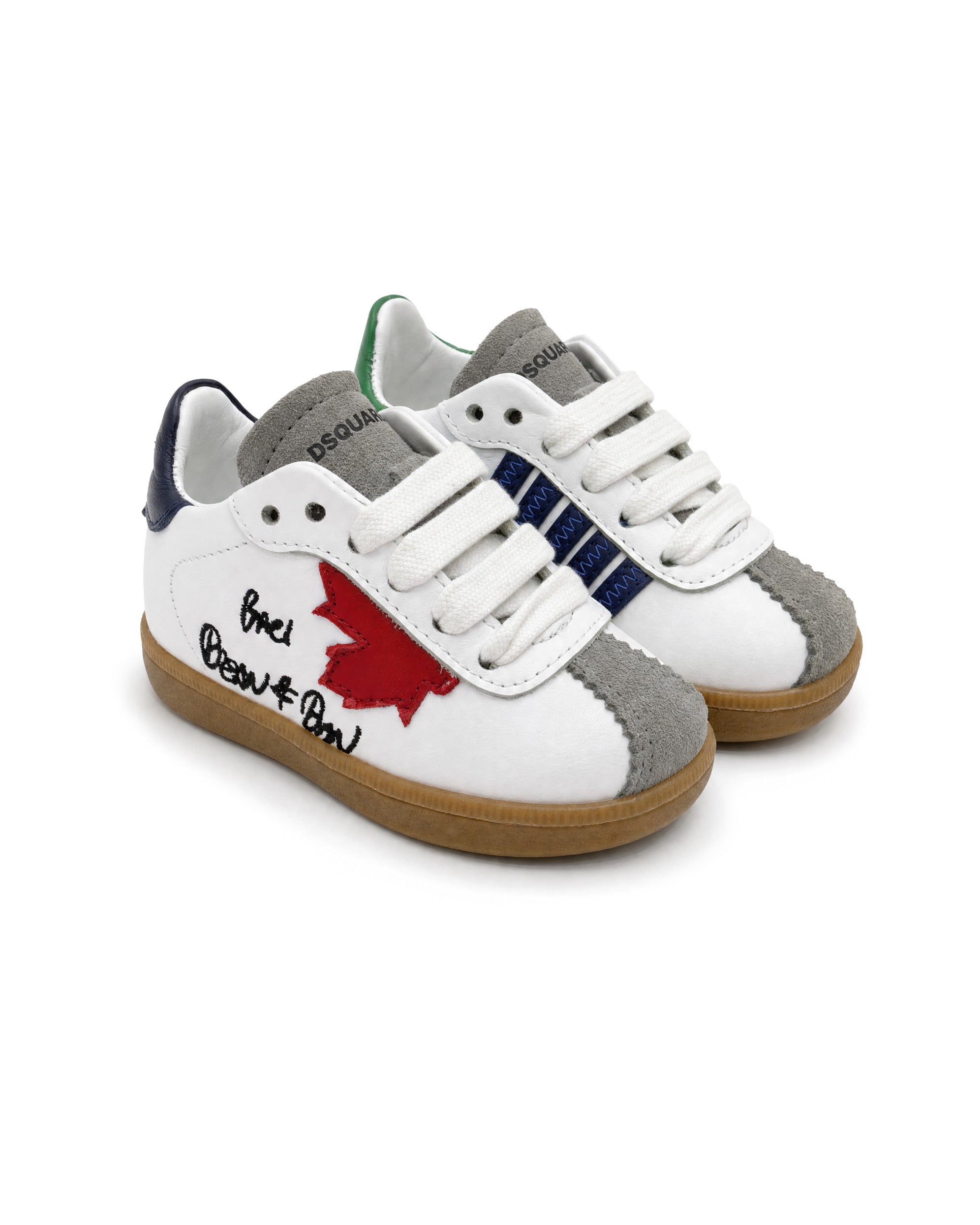 Dsquared2 Kids Sneaker Bianca con Foglia d'Acero per Bambini