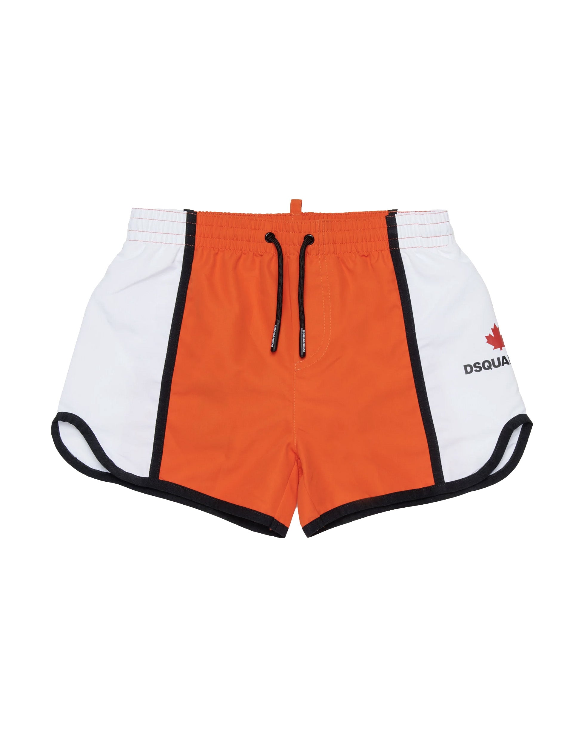 Dsquared2 Kids Costume Boxer Arancio e Bianco con Logo per Bambini