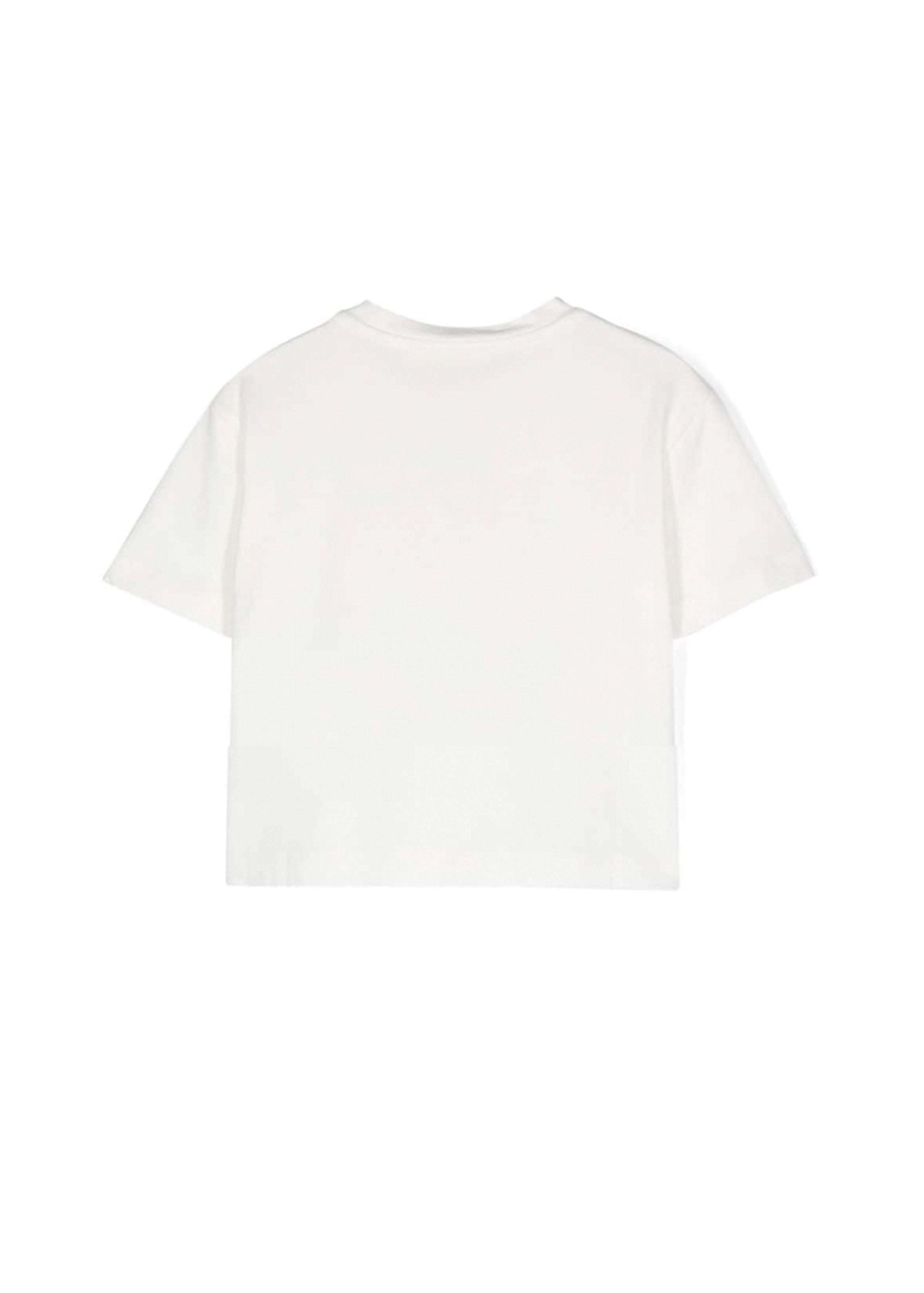 Elisabetta Franchi La Mia Bambina T-shirt Panna con Applicazione Fiori per Bambine