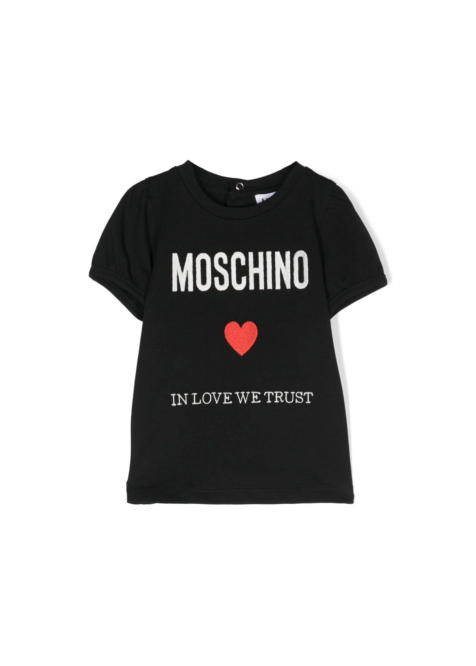 Moschino Kids T-Shirt Nera con Stampa per Neonata