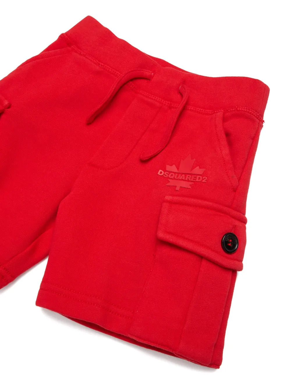 Dsquared2 Kids Short Rosso Monocolore con Tasche Cargo per Neonati