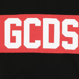 Gcds Kids T-Shirt Nera con Banda Rossa Logata Unisex