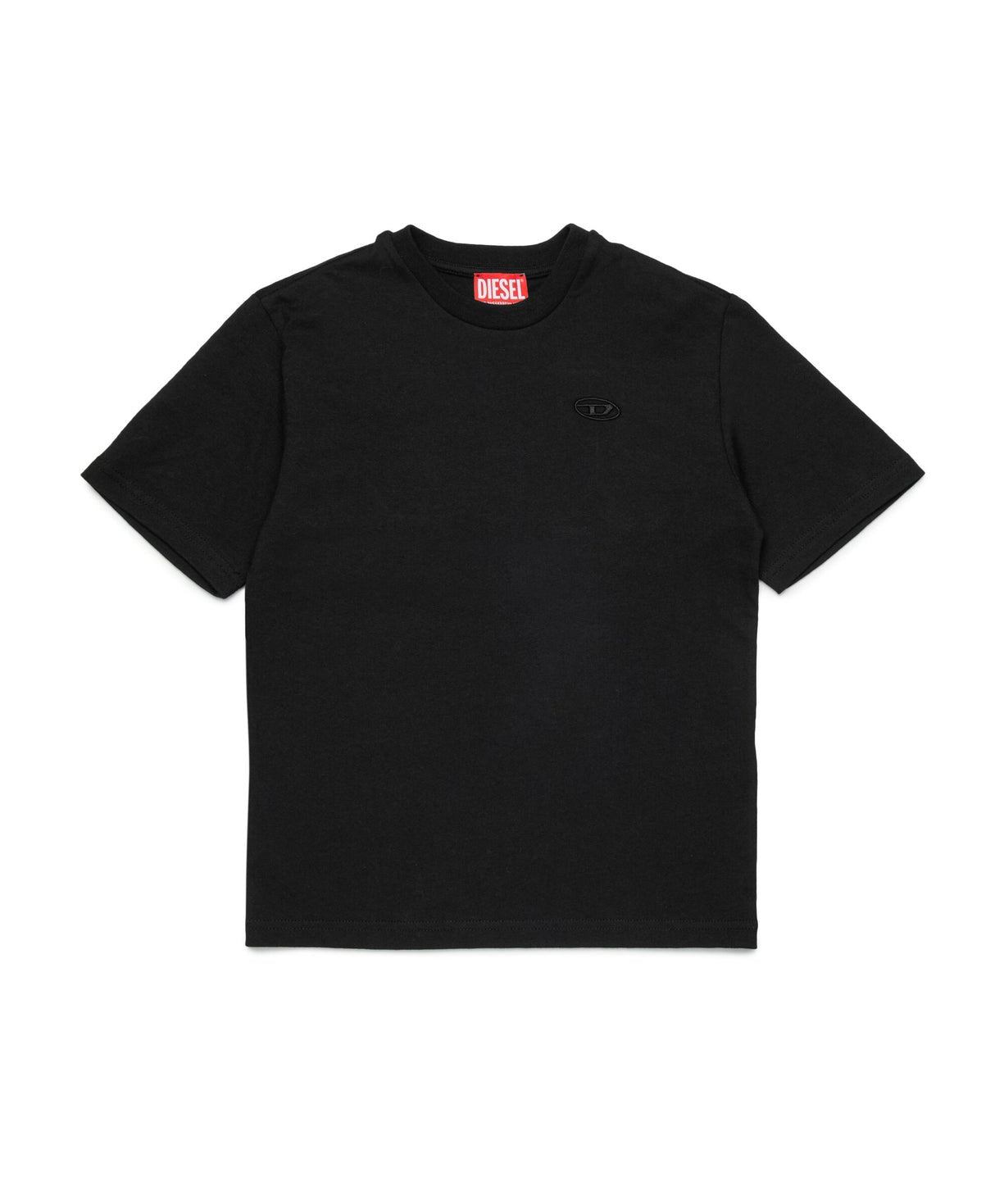 Diesel Kids T-shirt Nera con Logo e Macro Oval D