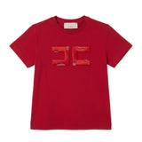 Elisabetta Franchi La Mia Bambina T-Shirt Rosso con Logo Strass per Bambine
