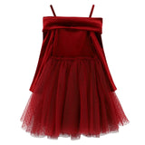 Angel's Face Abito Rosso con Tulle e Fiocco per Bambine