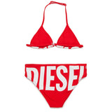 Diesel Kids Bikini Rosso con Stampa Logo a Contrasto per Bambine
