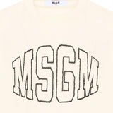 MSGM Kids T-Shirt Crema con Logo Lettering Unisex