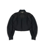 Elisabetta Franchi La Mia Bambina Camicia Nero con Maniche in Tessuto Velato per Bambine