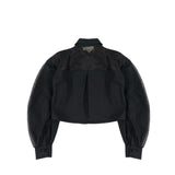 Elisabetta Franchi La Mia Bambina Camicia Nero con Maniche in Tessuto Velato per Bambine