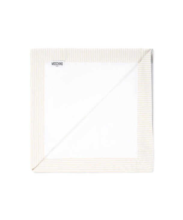 Moschino Kids Coperta Panna/Beige a Righe per Neonati
