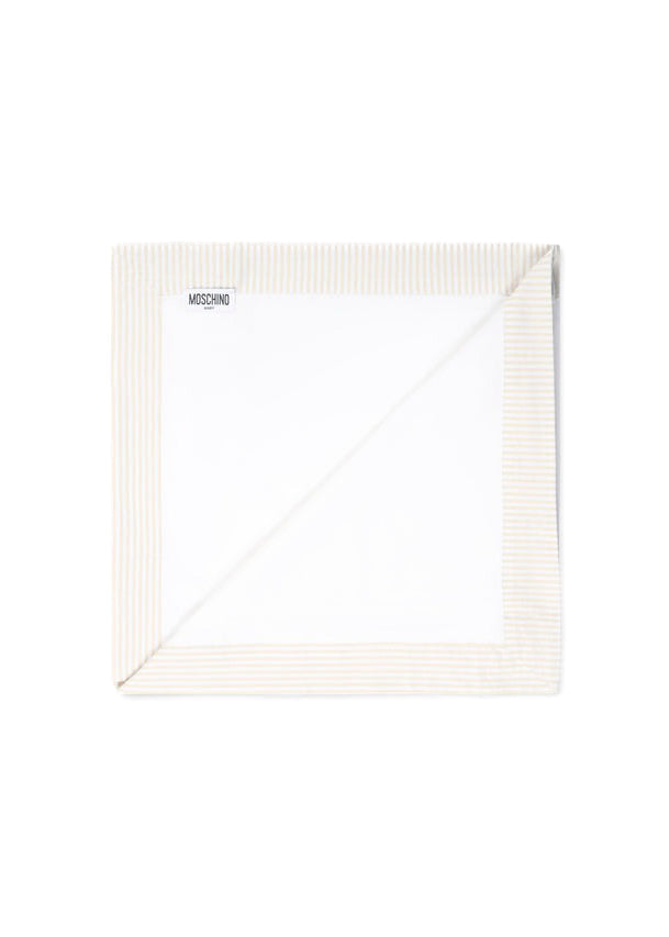 Moschino Kids Coperta Panna/Beige a Righe per Neonati