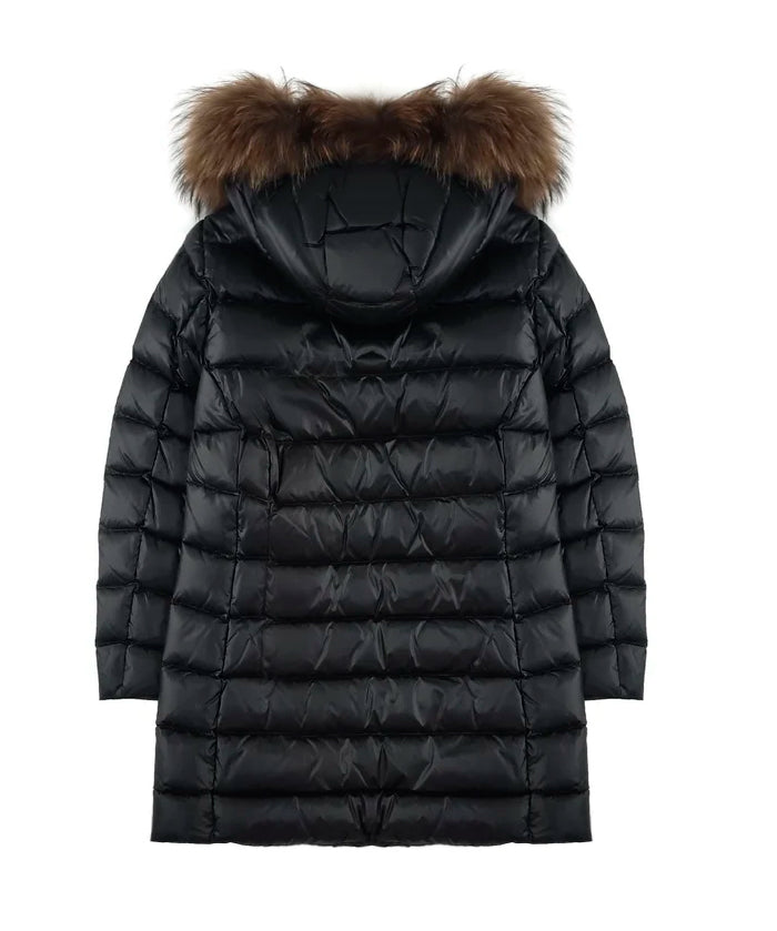 Blauer Kids Giubbino Lungo Nero con Cappuccio in Pelliccia KRISTIN JUNIOR per Bambine