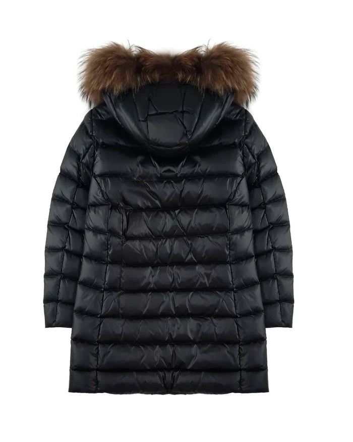 Blauer Kids Giubbino Lungo Nero con Cappuccio in Pelliccia KRISTIN JUNIOR per Bambine
