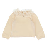 Angel's Face Top Biscotto con Colletto in Tulle per Neonate