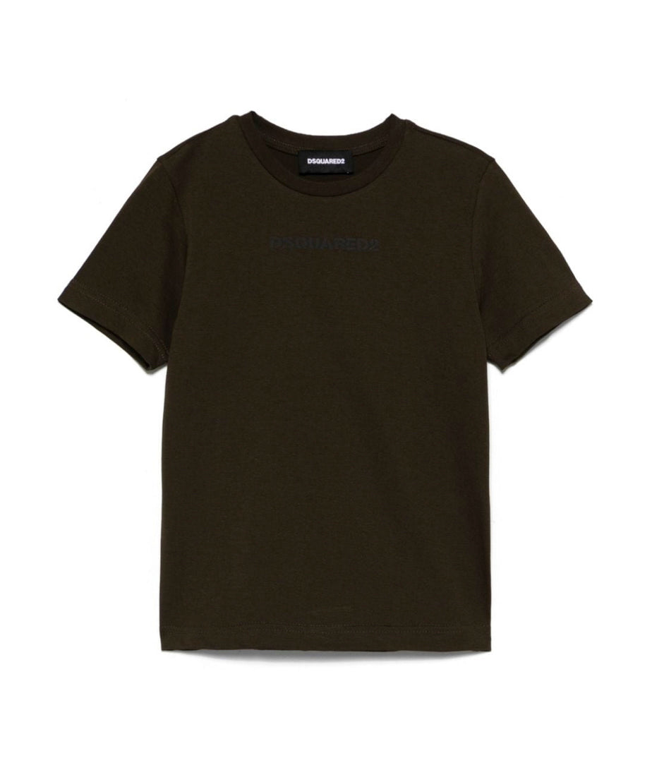 Dsquared2 Kids T-shirt Verde con Intarso Logo per Bambini 