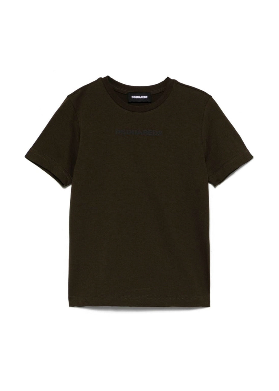 Dsquared2 Kids T-shirt Verde con Intarso Logo per Bambini 