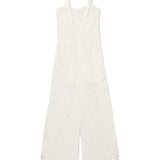 Twinset Kids Tuta Off-White in Pizzo per Bambine