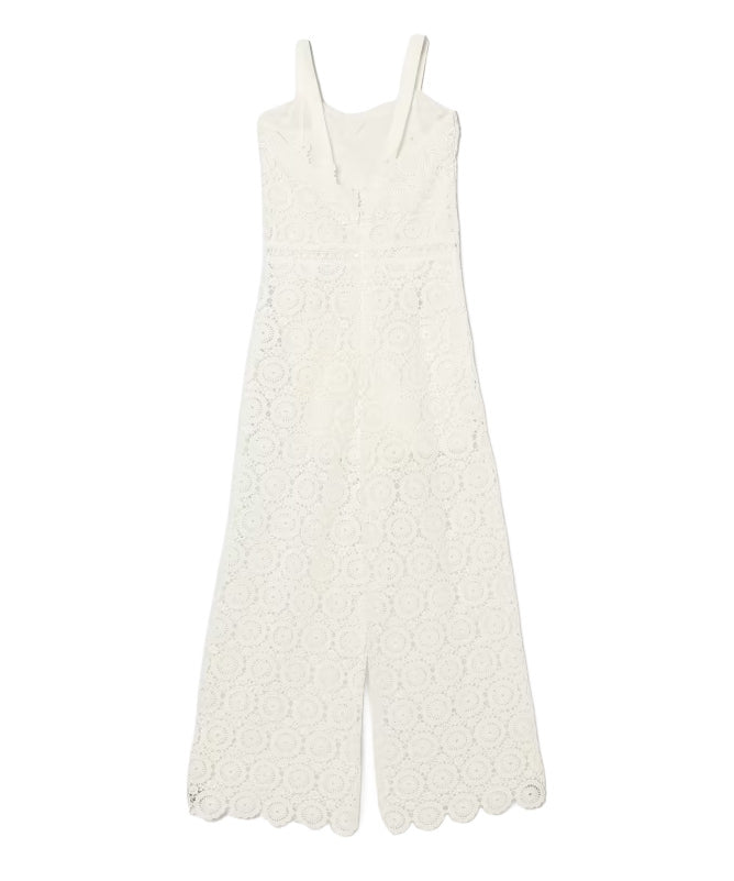 Twinset Kids Tuta Off-White in Pizzo per Bambine