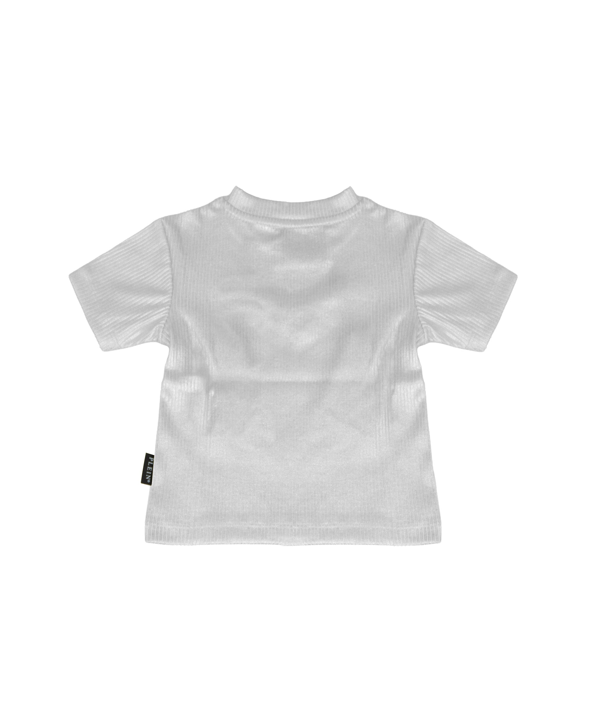 Philipp Plein Kids T-Shirt Argento a Costine con Logo per Bambine