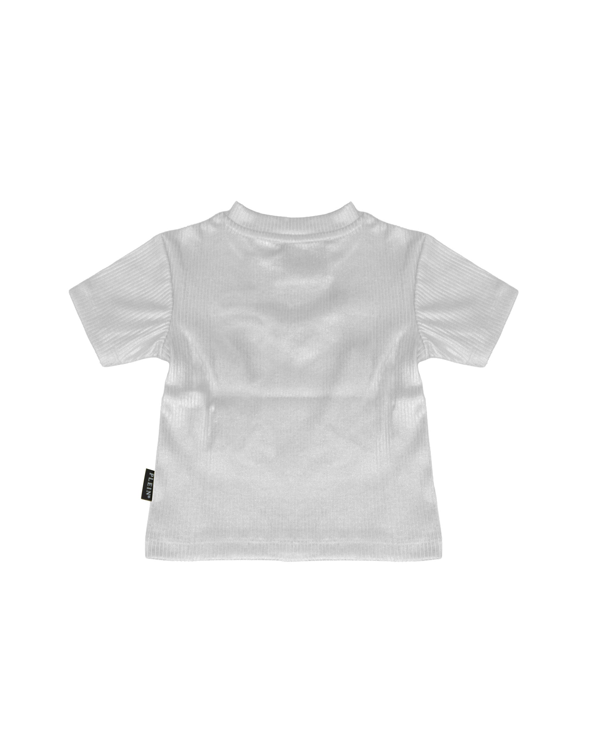 Philipp Plein Kids T-Shirt Argento a Costine con Logo per Bambine