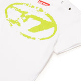 Diesel Kids White Used Effect T-shirt with Oval D for Babies