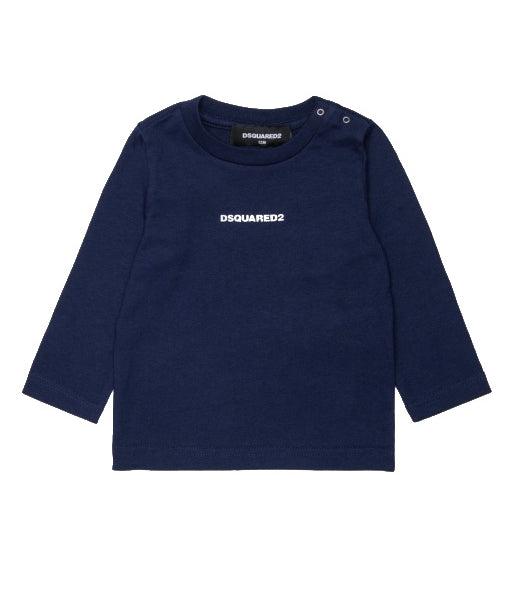 Dsquared2 Kids T-Shirt Maniche Lunghe Blu con Logo per Neonati