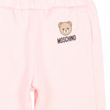 Moschino Kids Pantaloni Rosa in Felpa con Stampa Teddy Bear e Logo per Neonate