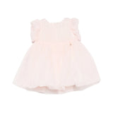 Elisabetta Franchi La Mia Bambina Abito con con Ruches e Maniche a Sbuffo Rosa per Neonate