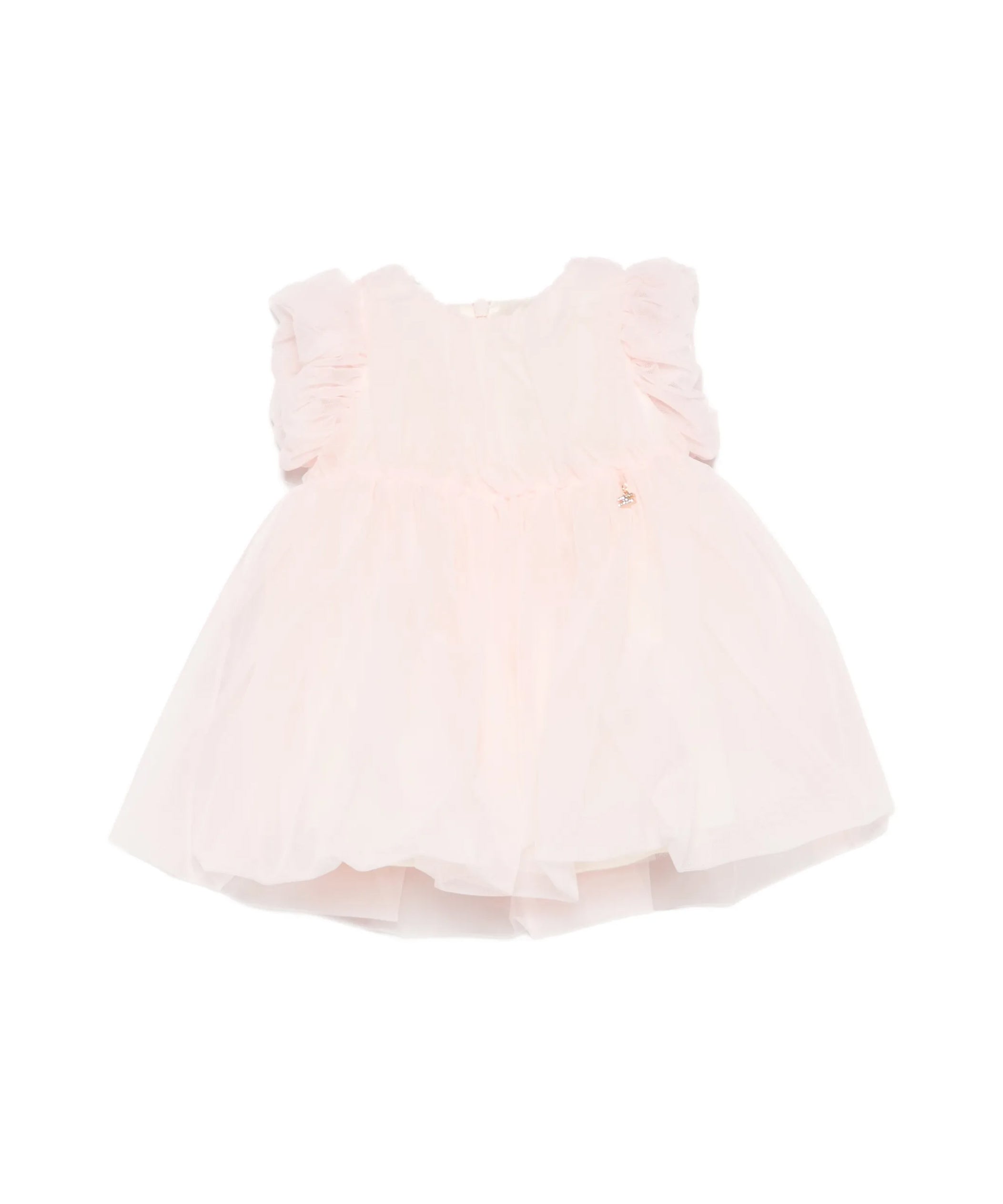 Elisabetta Franchi La Mia Bambina Abito con con Ruches e Maniche a Sbuffo Rosa per Neonate