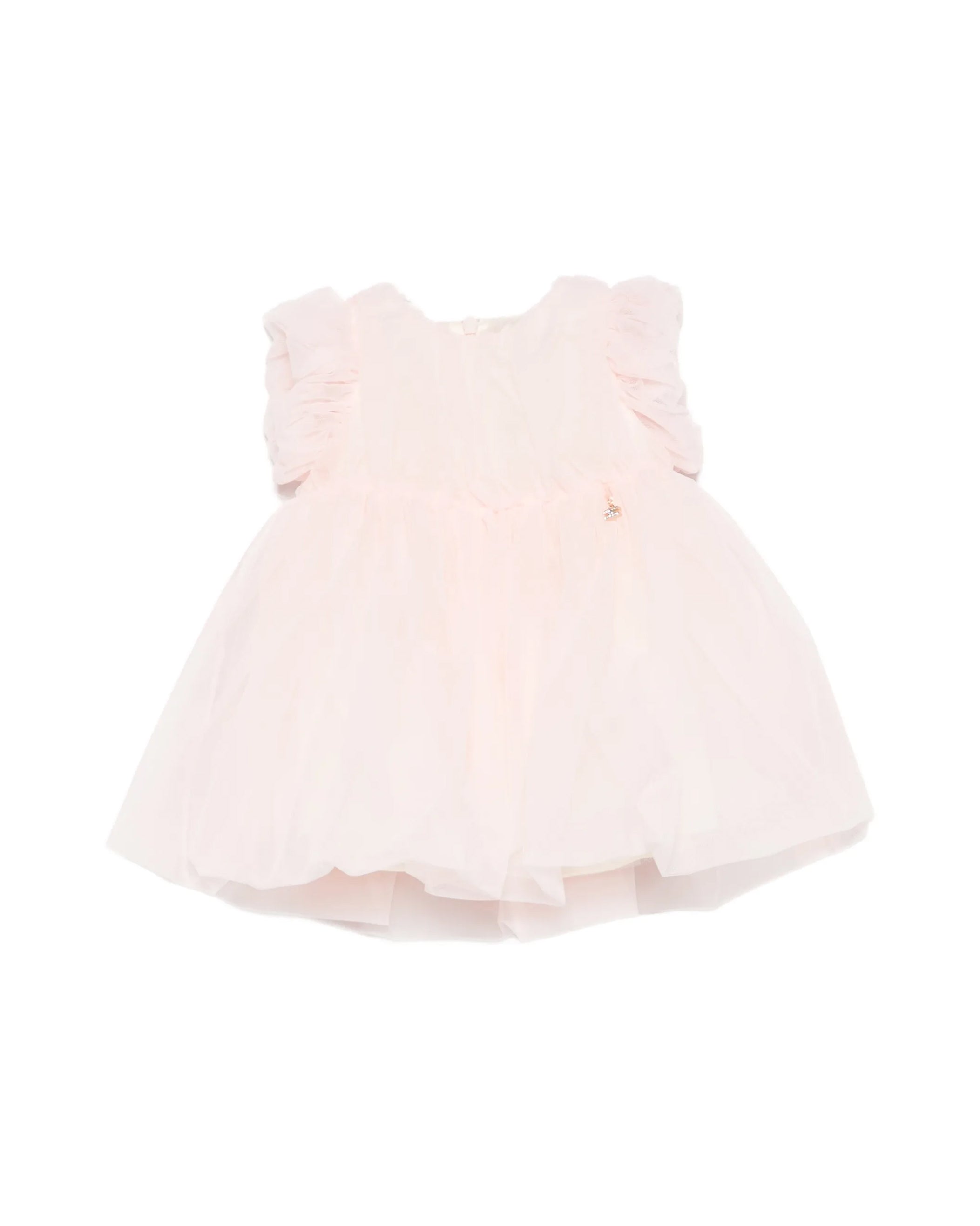 Elisabetta Franchi La Mia Bambina Abito con con Ruches e Maniche a Sbuffo Rosa per Neonate