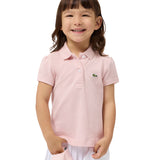 Lacoste Kids Polo Rosa con Collo Smerlato e Ricamo Logo per Bambine