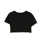 John Richmond Kids Black Cropped T-shirt with Contrast Logo Print for Girls