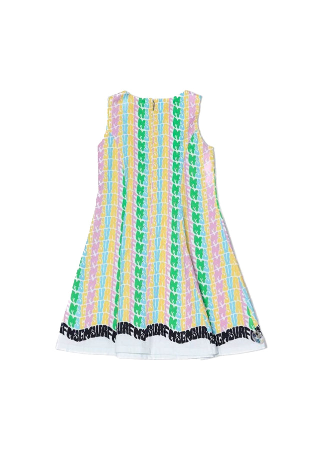 MSGM Kids Abito Multicolor con Logo All Over per Bambine