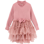 Angel's Face Abito Rosa a Costine con Tulle per Bambine