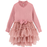 Angel's Face Abito Rosa a Costine con Tulle per Bambine