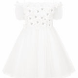 The beautiful Loredana White Ceremony Dress with Flowers for Little Girls