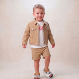 Diesel Kids Giacca in Denim Sabbia per Neonati