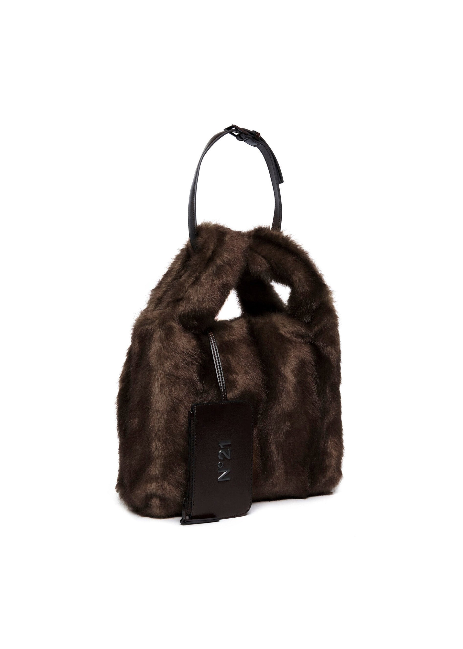 N°21 Kids Borsa Marrone Tote Fake Fur per Bambine 