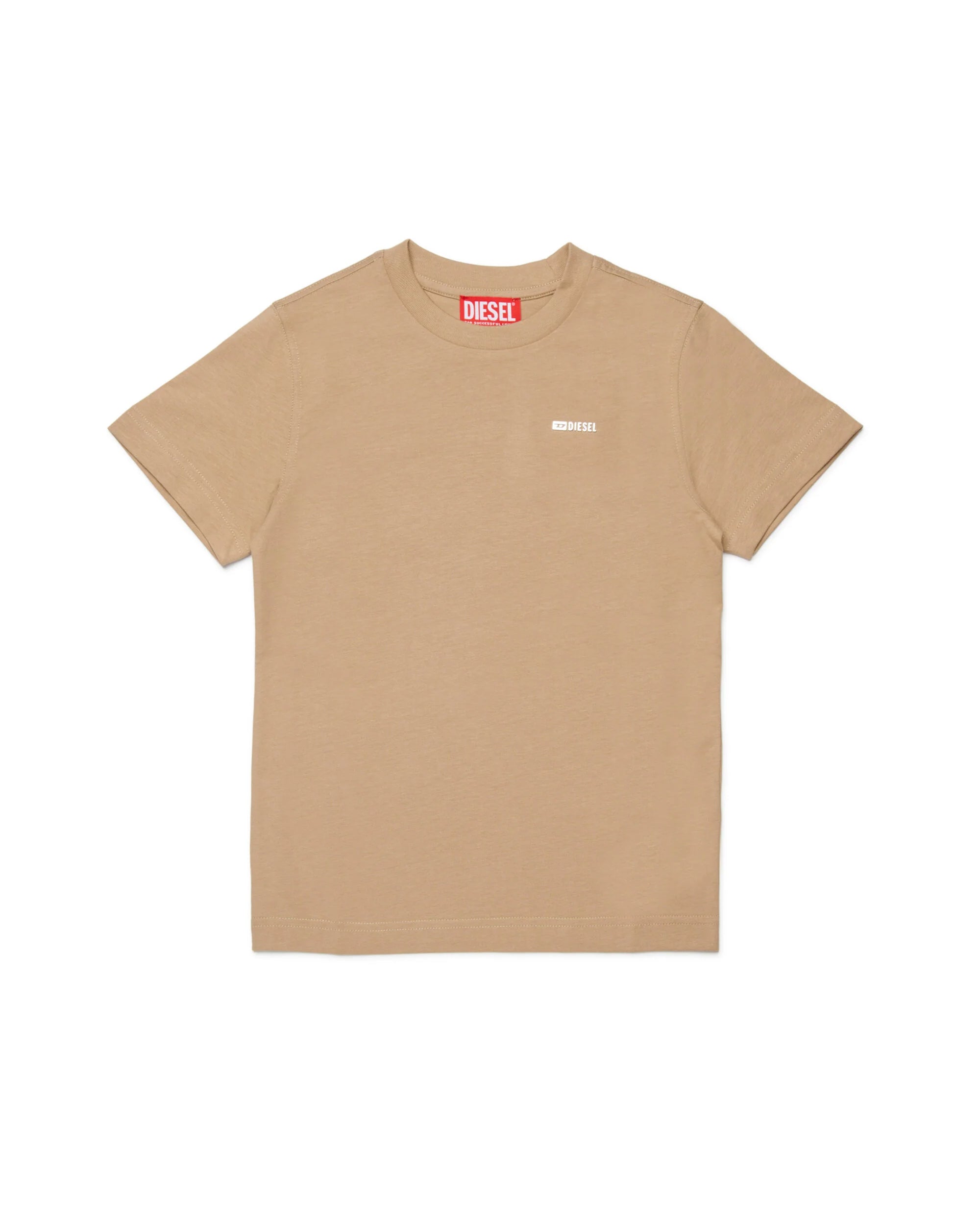 Diesel Kids T-shirt Beige con Dettaglio Stemma Metallico per Unisex Bambini